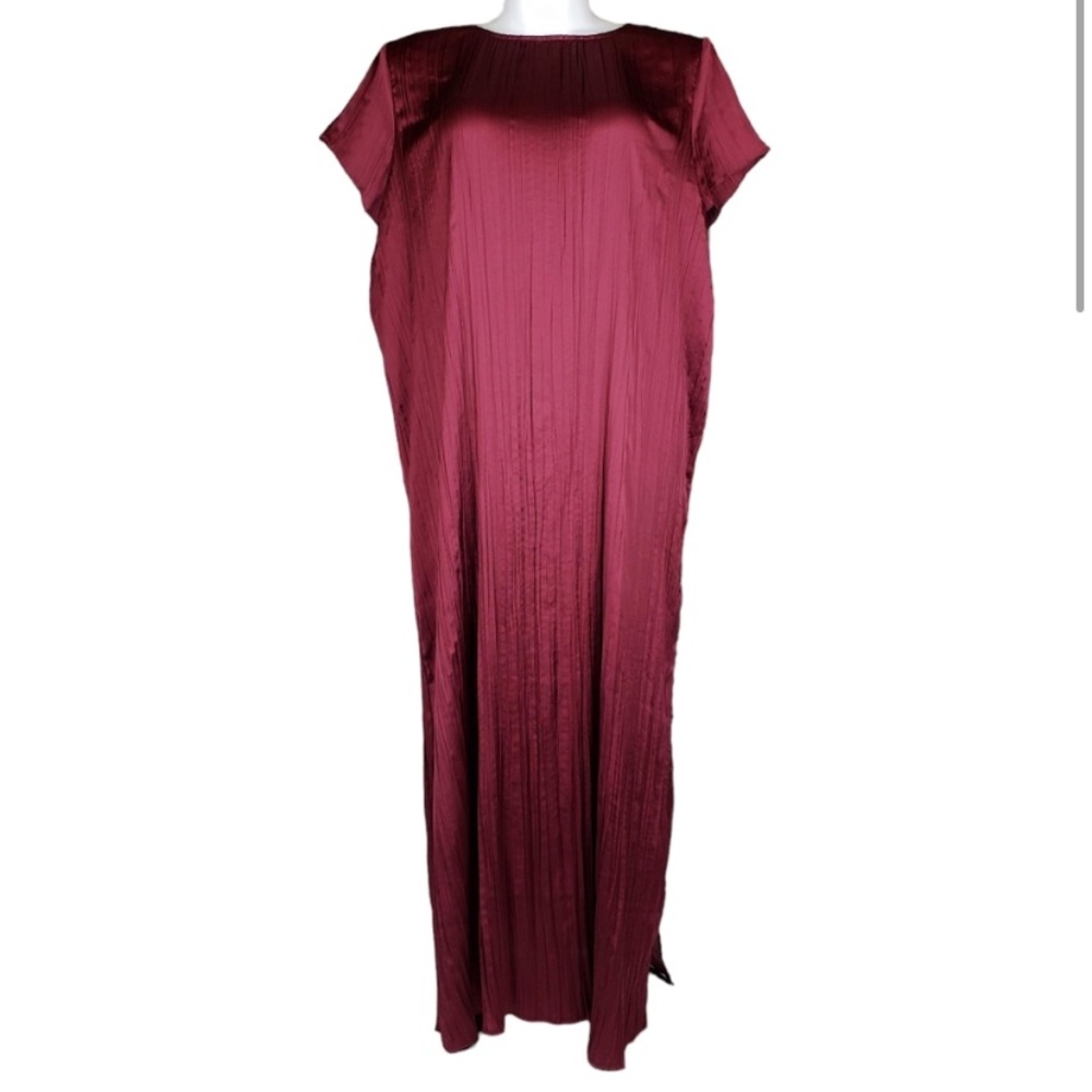 Madewell | Mulberry Wine Short-Sleeve Slip Relaxed Midi Dress Women's Plus 2X